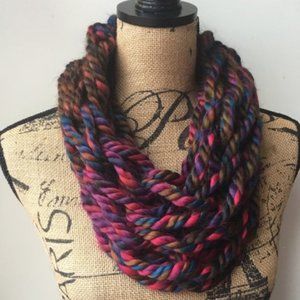 Knit infinity scarf chunky bulky handmade cowl